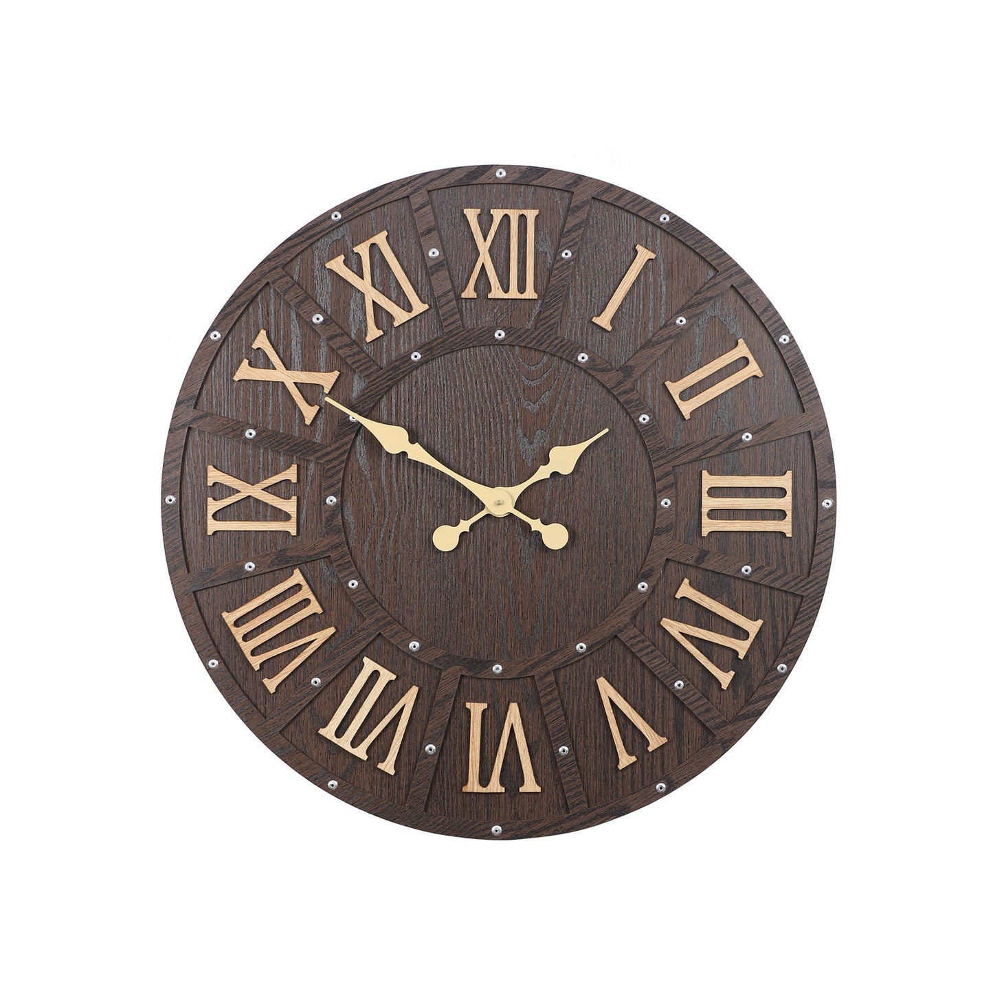 Dark Engineered Wood Wall Clock with Roman Numerals || Wall Clock