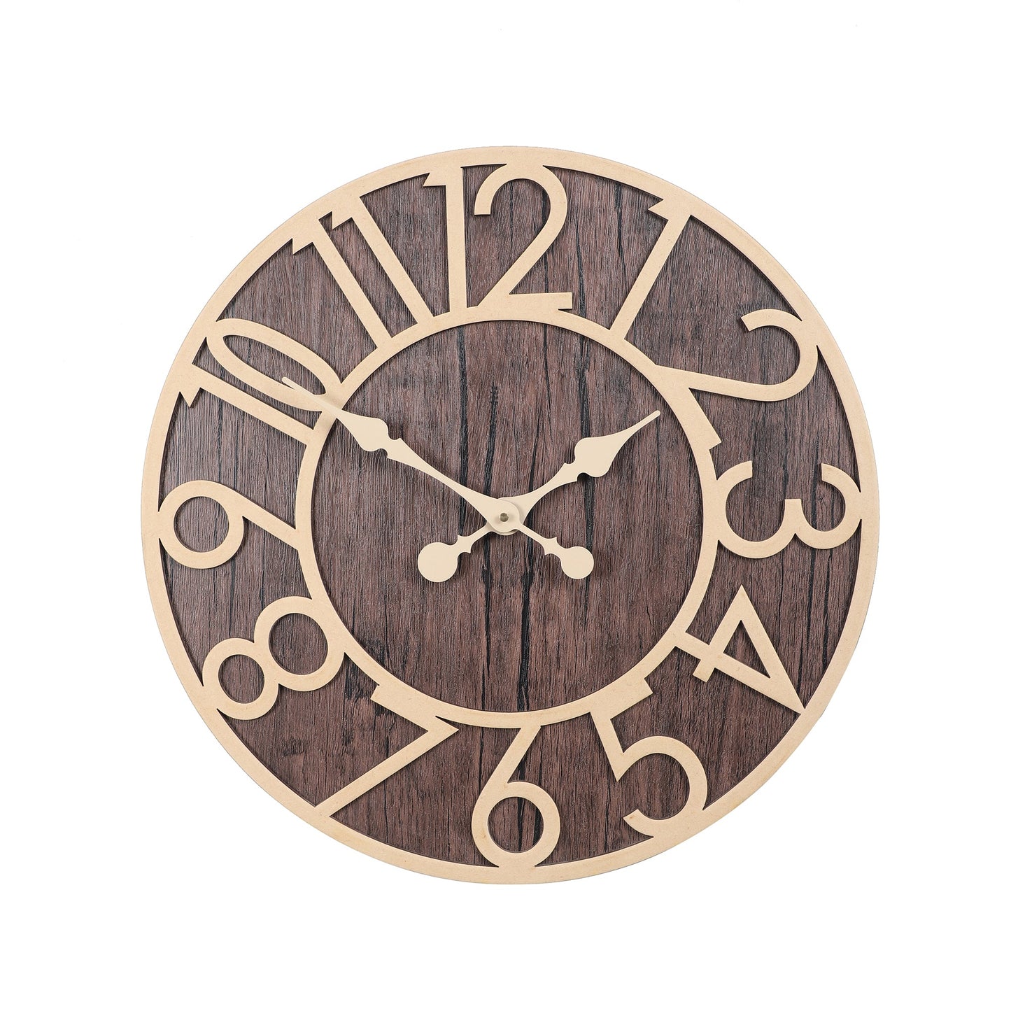 Dark Brown Numerical Engineered Wood Wall Clock With Leather coating || Wall Clock