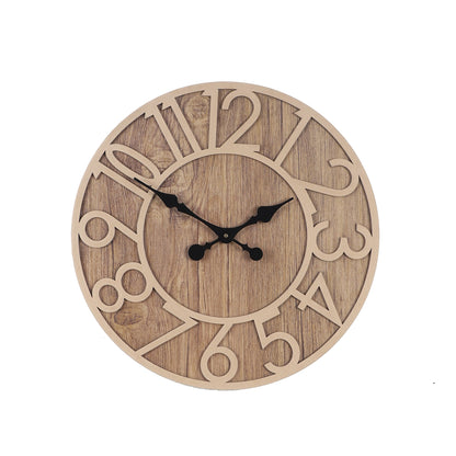 Brown Numerical Engineered Wood Wall Clock with Leather coating || Wall Clock