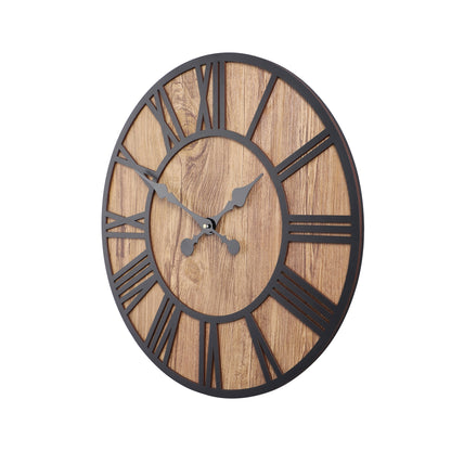 Black Roman Engineered Wood Wall Clock With Leather coating || Wall Clock