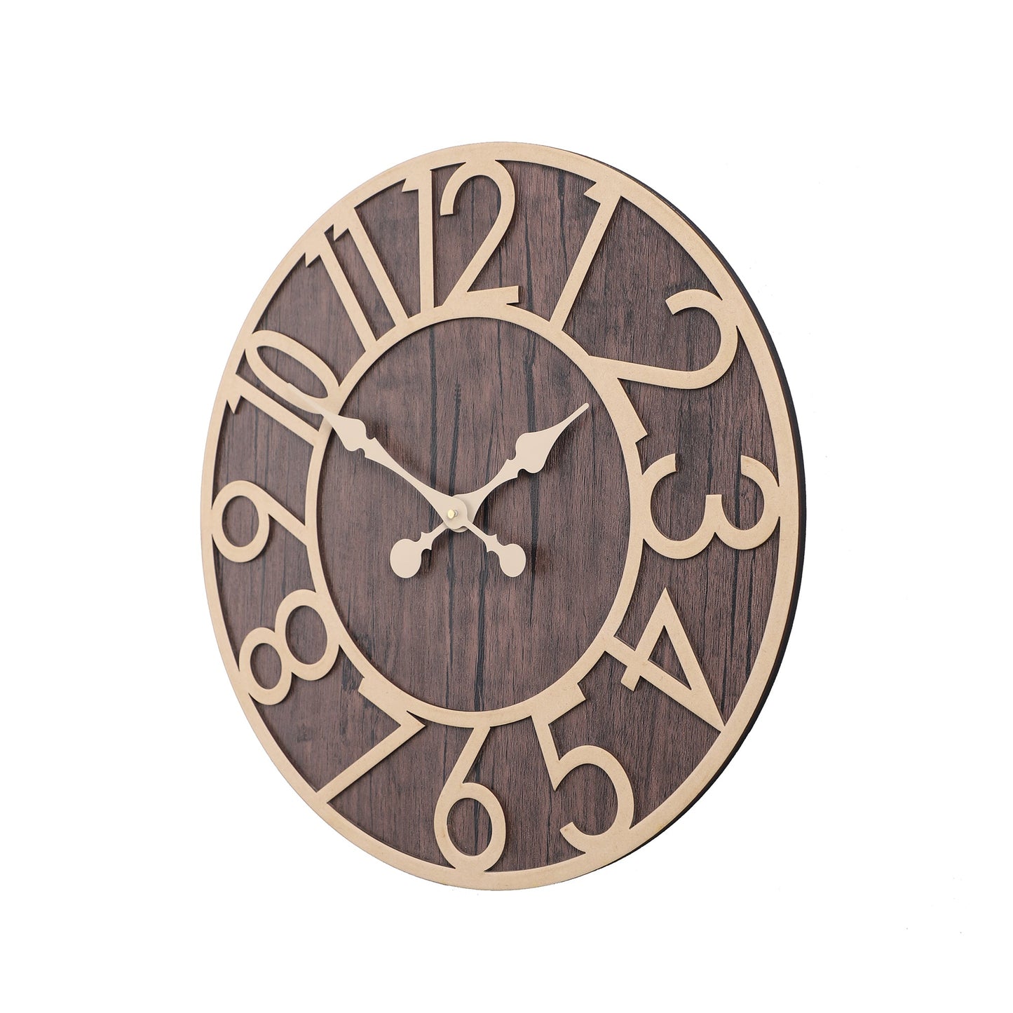 Dark Brown Numerical Engineered Wood Wall Clock With Leather coating || Wall Clock