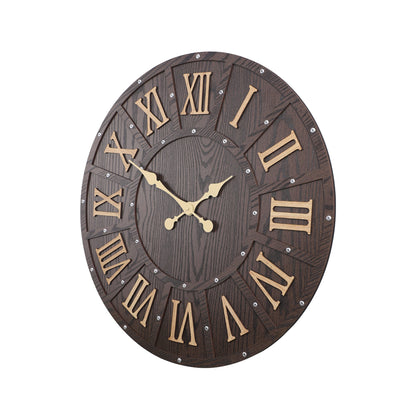 Dark Engineered Wood Wall Clock with Roman Numerals || Wall Clock