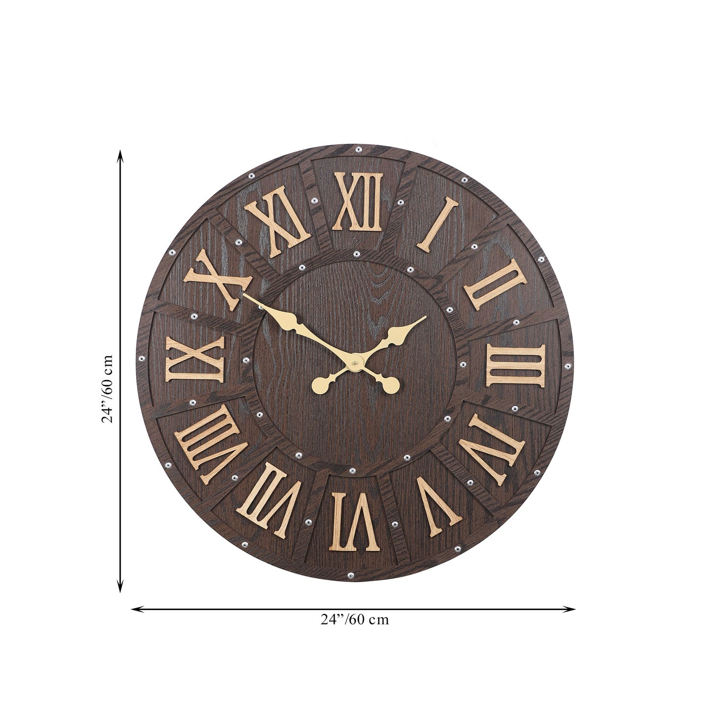 Dark Engineered Wood Wall Clock with Roman Numerals || Wall Clock