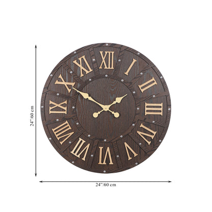 Dark Engineered Wood Wall Clock with Roman Numerals || Wall Clock