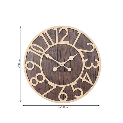 Dark Brown Numerical Engineered Wood Wall Clock With Leather coating || Wall Clock