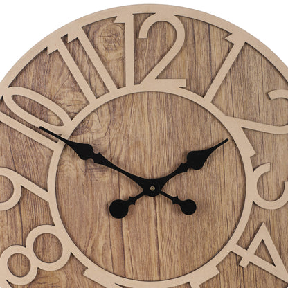 Brown Numerical Engineered Wood Wall Clock with Leather coating || Wall Clock