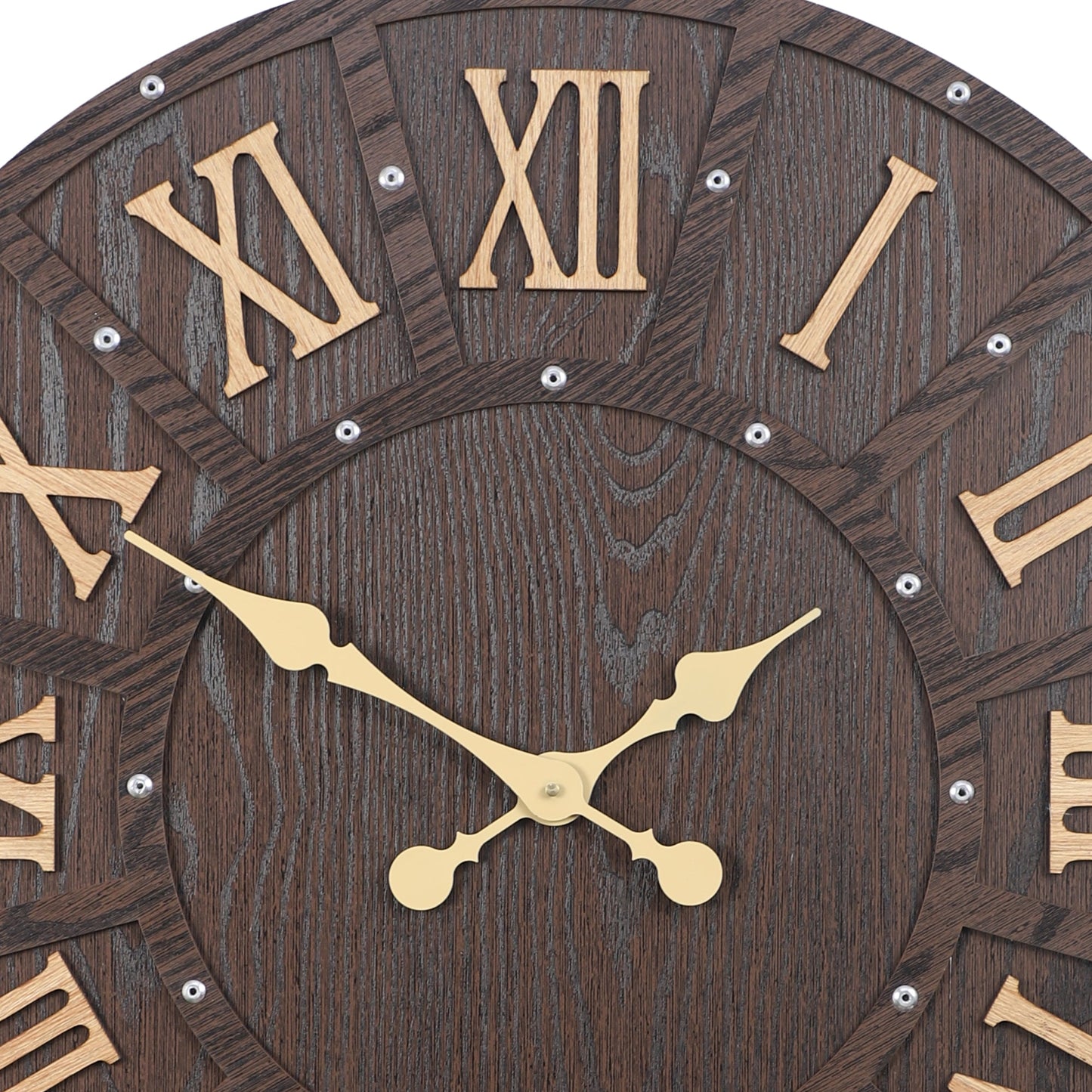 Dark Engineered Wood Wall Clock with Roman Numerals || Wall Clock