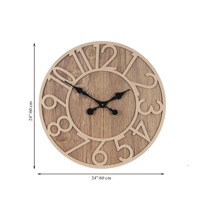 Brown Numerical Engineered Wood Wall Clock with Leather coating || Wall Clock