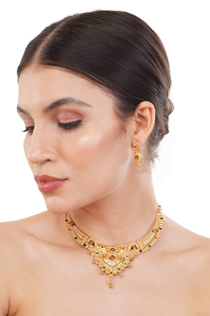 1Gm Gold-plated Choker Necklace and Earring Set