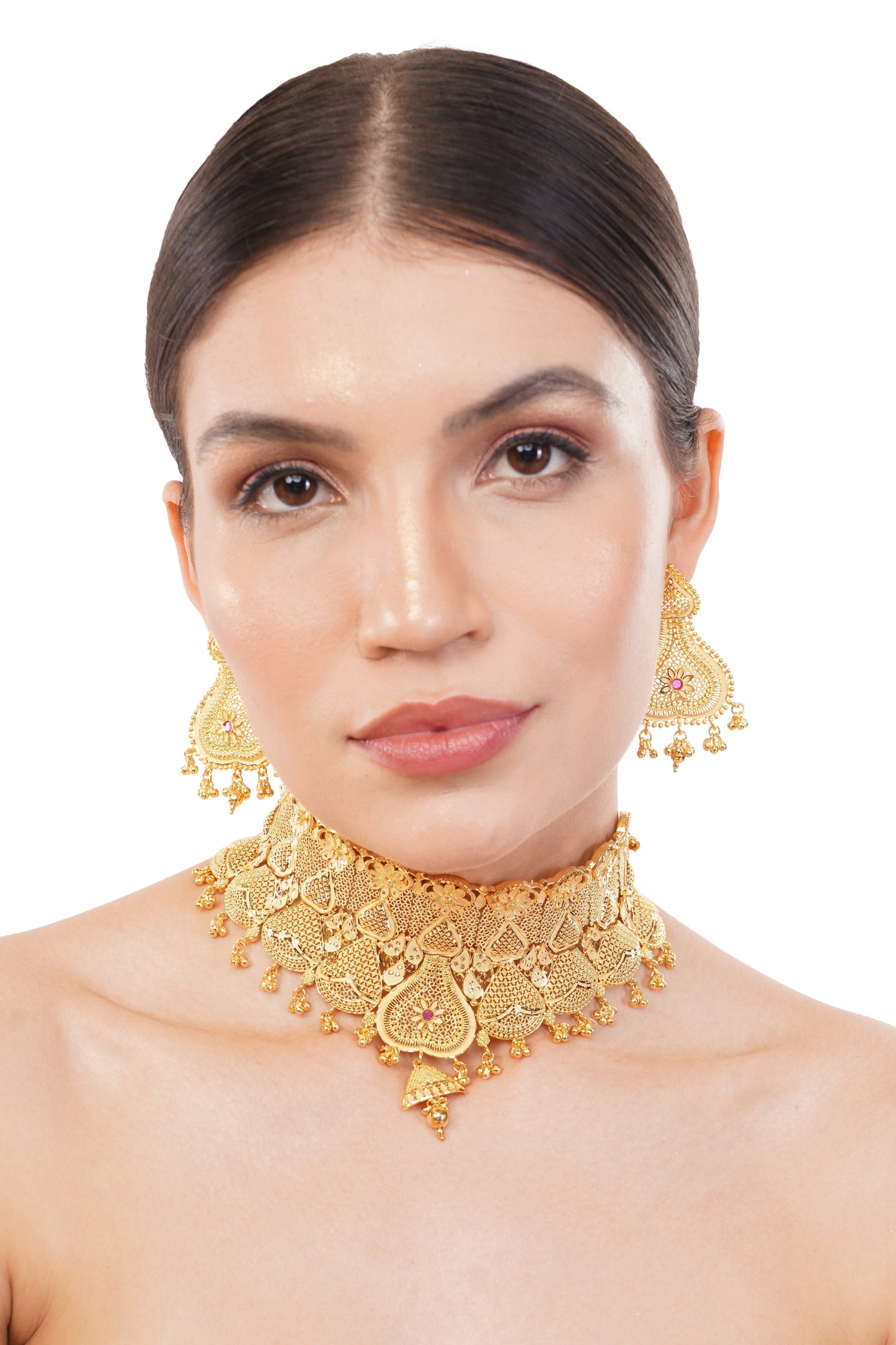 Vintage Inspired 1Gm Gold Choker Necklace and Earring Set