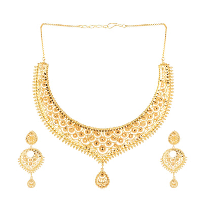 Sparkling 1Gm Gold-Plated Necklace and Earring Set