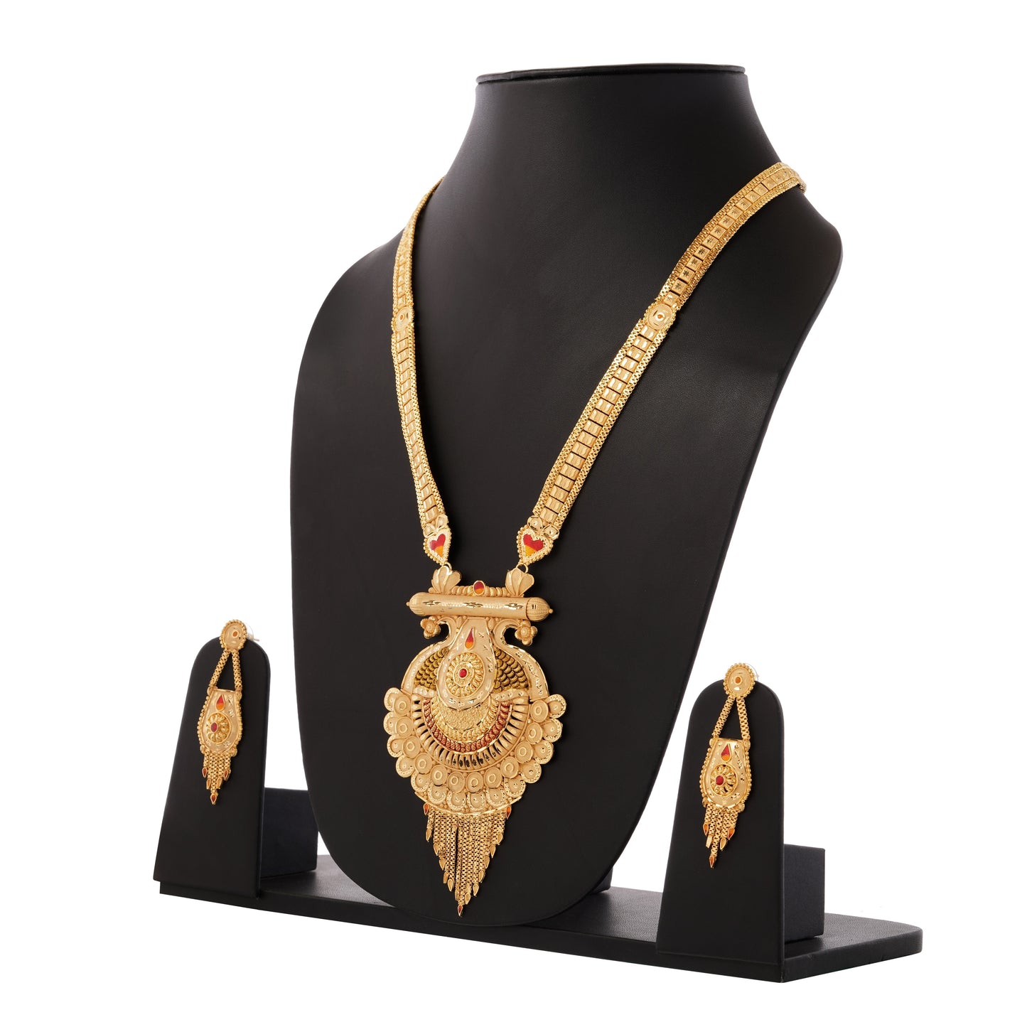 South Indian Temple 1Gm Gold Jewellery Necklace and Earring Set