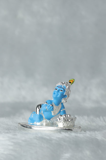 Laddu Gopal Silver plated with blue Colour || Kanha Ji