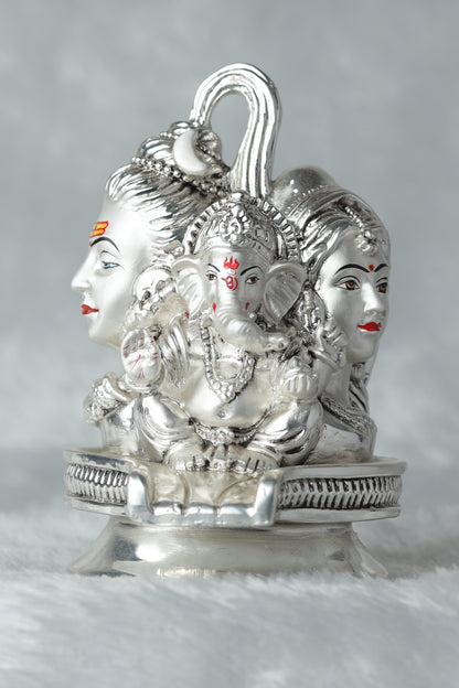 Shivling with Shivji Family || Premium Silver plated antique embery Finish Shivling with Shivji Family