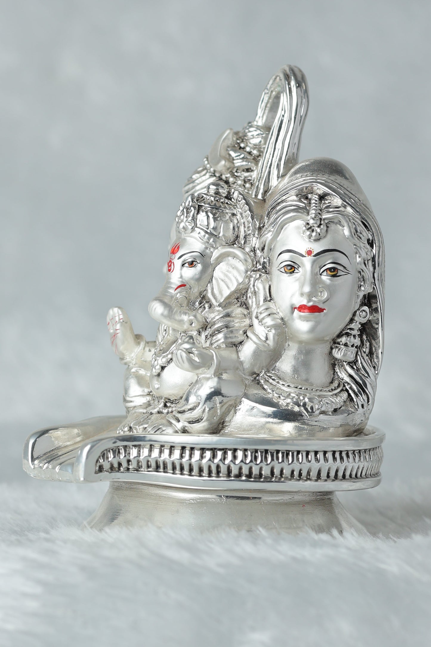 Shivling with Shivji Family || Premium Silver plated antique embery Finish Shivling with Shivji Family