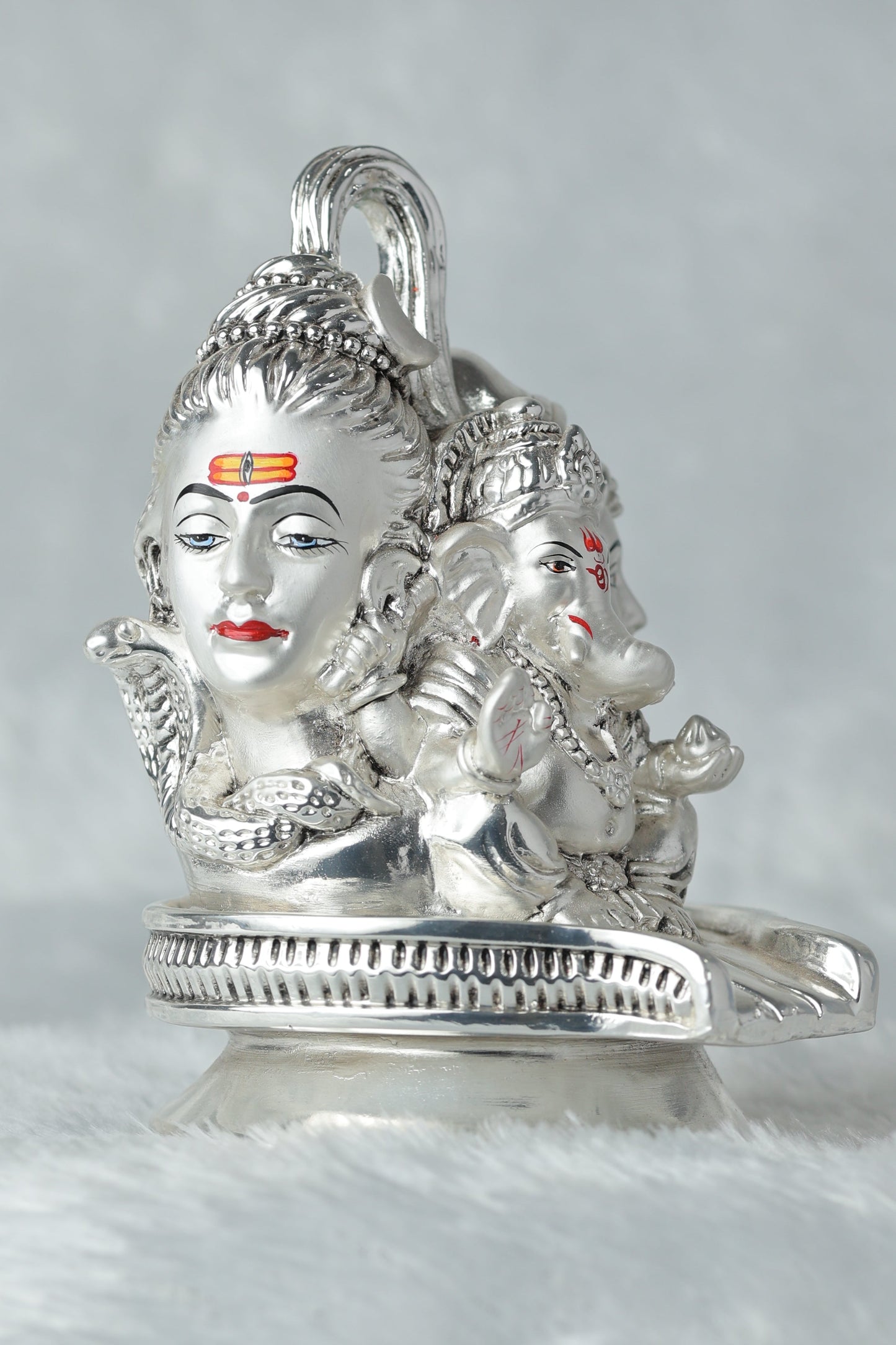 Shivling with Shivji Family || Premium Silver plated antique embery Finish Shivling with Shivji Family