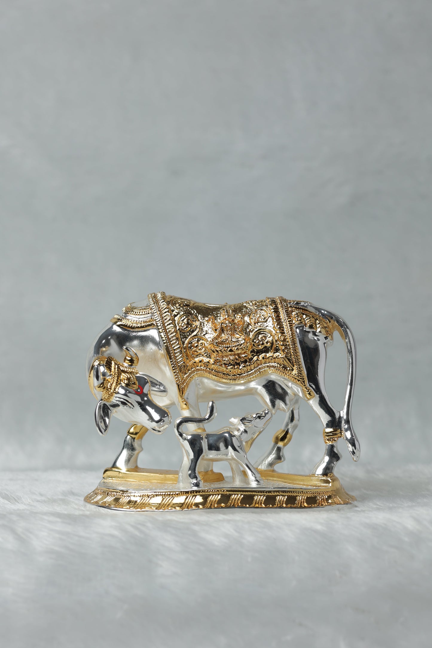 Gold and Silver plated Kamdhenu cow calf || Cow And Calf