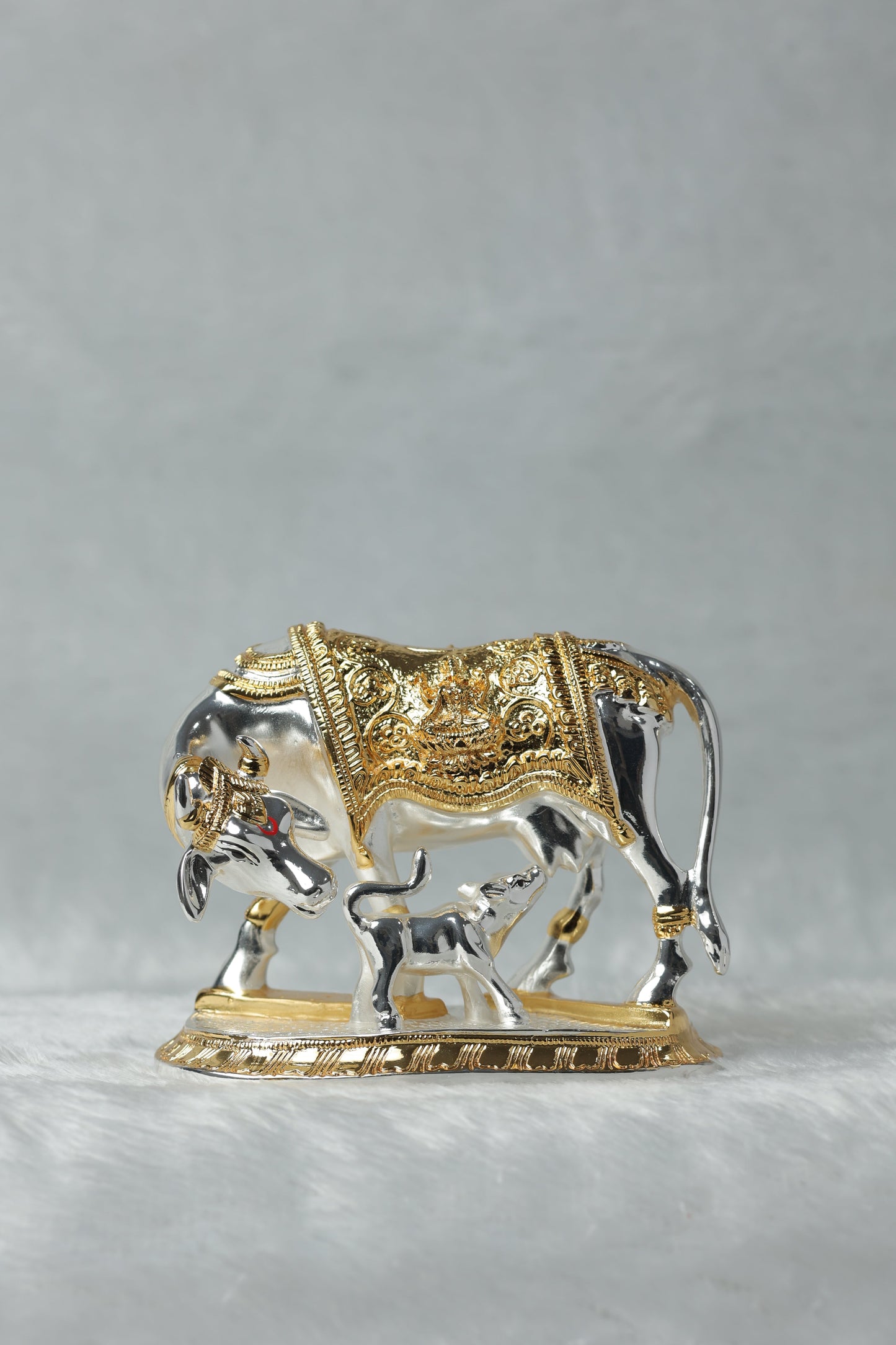 Gold and Silver plated Kamdhenu cow calf || Cow And Calf