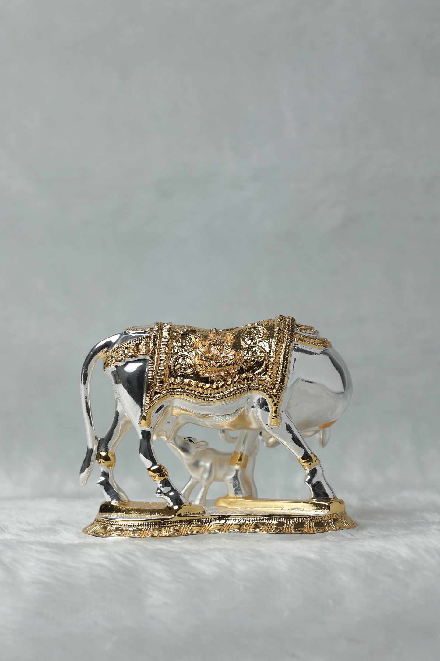 Gold and Silver plated Kamdhenu cow calf || Cow And Calf